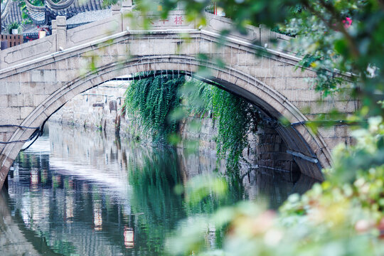 Scenic View Of Taiping Ancient Stone Arch Bridge In Nanxiang Old Street Jiading