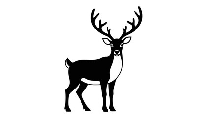 Black silhouette of a standing deer. © Slowme