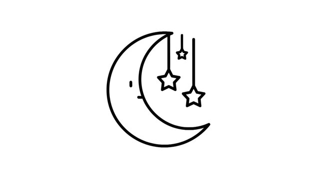 Crescent Moon with Stars Decoration.