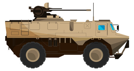 Obraz premium Armored personnel carrier. Cartoon battle transport icon