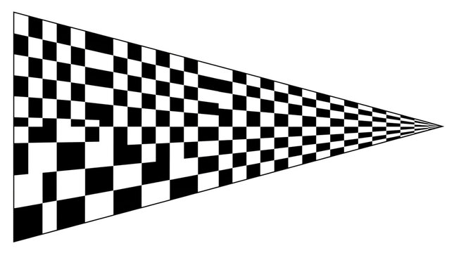 Optical illusion checkered triangle, black and white geometric pattern, abstract op art design element for creative projects