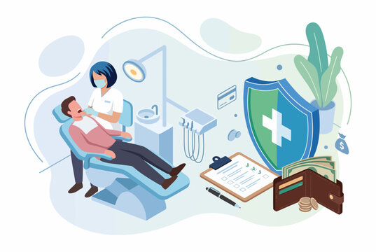 Dental Insurance Coverage and Healthcare Treatment Illustration