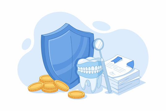 Dental Insurance Coverage Illustration with Shield and Teeth