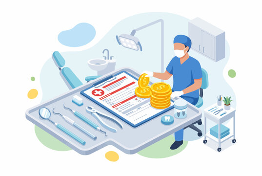 Dental Insurance Coverage and Claim Forms Infographic Illustration