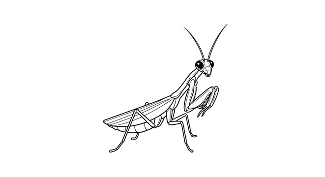 Detailed drawing of a praying mantis.