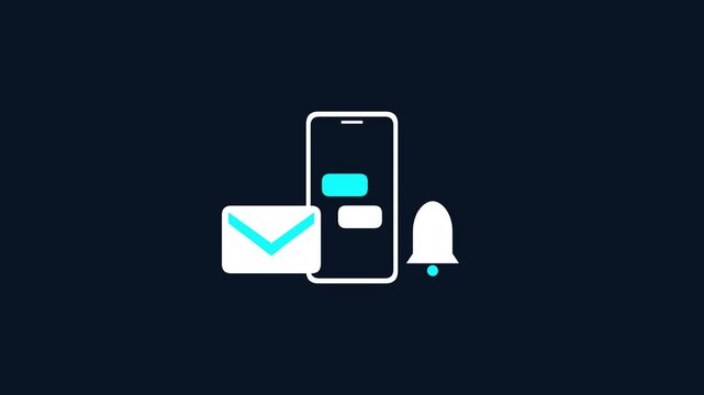 Smartphone icon with email and notification symbols representing mobile communication and alerts
