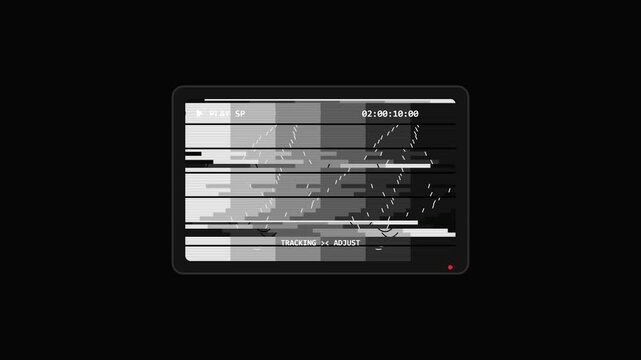 Retro Television Screen Display with Distorted Signal Interference