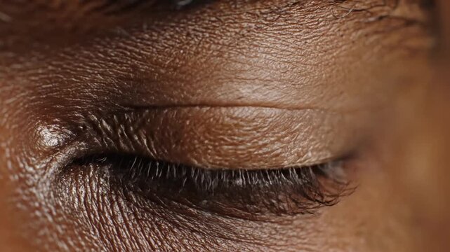Extreme macro photography of a detailed human eye iris showing intricate biological texture and pupil contraction in high resolution 4K quality for medical anatomy and vision health study.