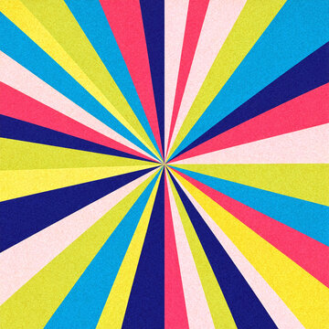 Colorful radial burst pattern with vibrant stripes radiating from the center in a dynamic design