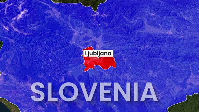 Animated map showing Slovenia with Ljubljana highlighted in motion