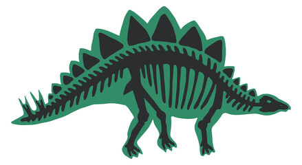 Green stegosaurus color drawing. Ancient reptile. Paleontology symbol © ONYXprj