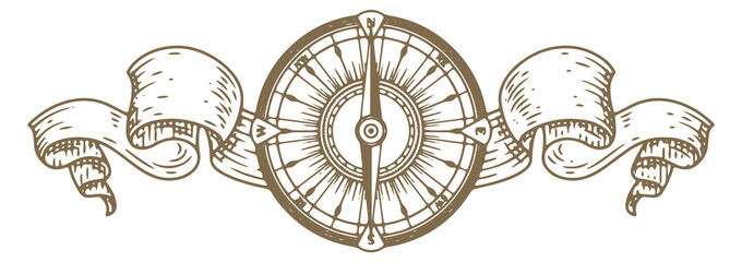 Vintage compass drawing. Retro map wind rose © ONYXprj