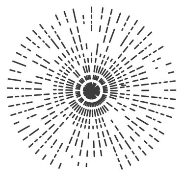 Burst drawing. Retro style stamp. Round emblem