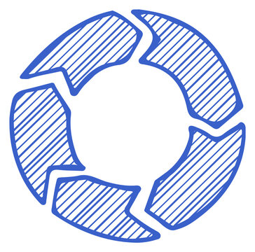 Round rotating arrow motion doodle. Loop diagram