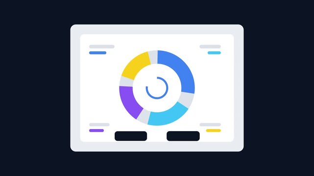 Vector illustration of a dashboard card with a colorful pie chart for data visualization and business analytics