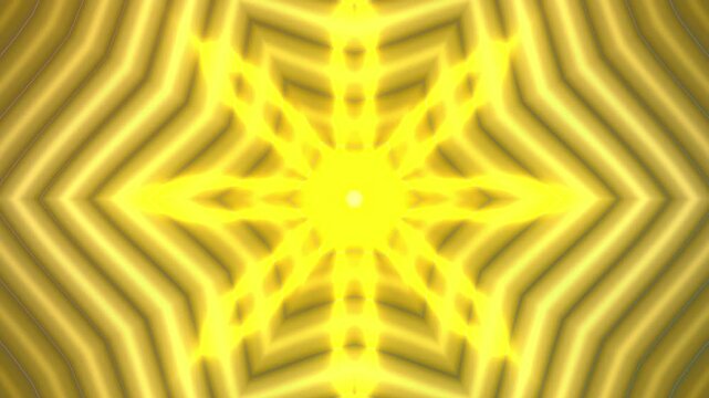 Luxury golden metallic star tunnel animation featuring smooth layered geometric waves with symmetrical depth and glowing gradients.