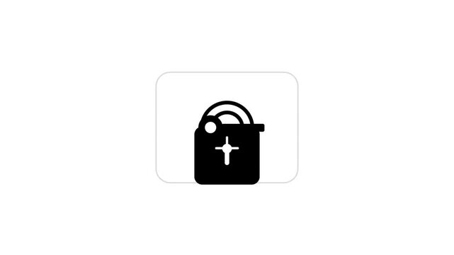 Digital security and crypto wallet icon with lock symbol isolated on white background