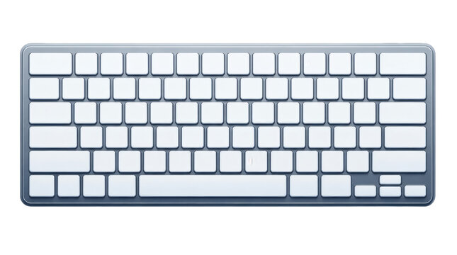 Modern Silver Wireless Keyboard Isolated on Transparent Background for Design
