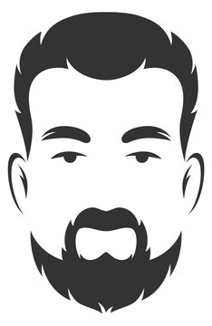 Bearded man portrait. Black face silhouette avatar