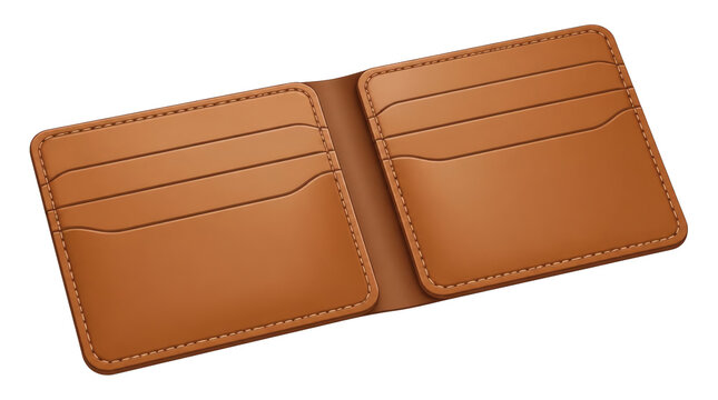 Brown Leather Bifold Wallet Open with Multiple Card Slots