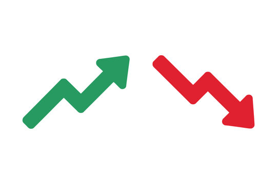 Up and down trend arrows icon set for stock growth vector