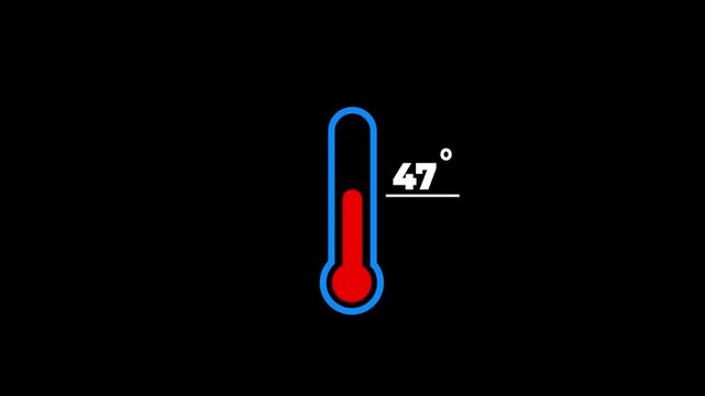 displaying 100 degrees Fahrenheit temperature on black background weather forecast.The thermometer shows the temperature of air or water at 100 degrees Celsius. Animation for websites,