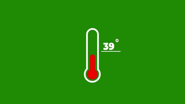 The thermometer shows the temperature of air or water at 90 degrees Celsius. Animation for websites, displaying 90 degrees Fahrenheit temperature on black background weather forecast