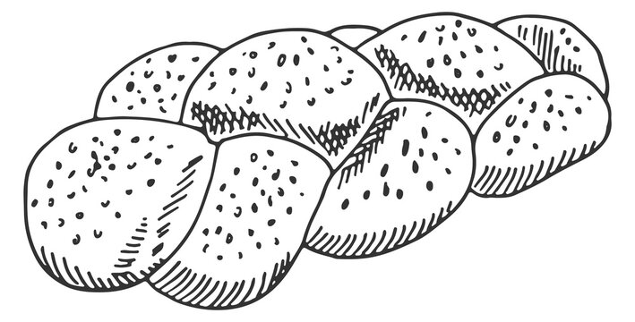 Challah sketch. Traditional bakery icon. Homemade bread