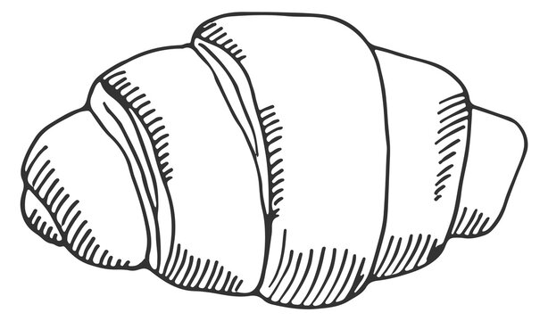 Croissant doodle. Hand drawn sweet bakery icon