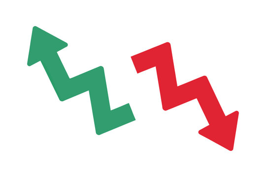 Up and down zigzag arrow icon set for stock trend vector