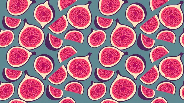 Sliced Fig Seamless Pattern Vector Background Illustration