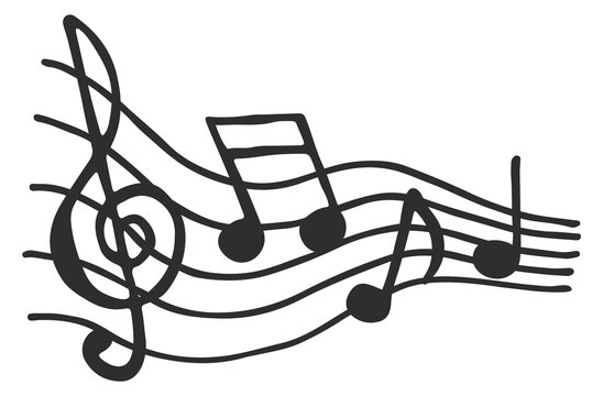 Melody musical sheet doodle. Sound note symbol