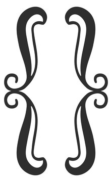 Curly braces. Decorative calligraphic element. Black brackets