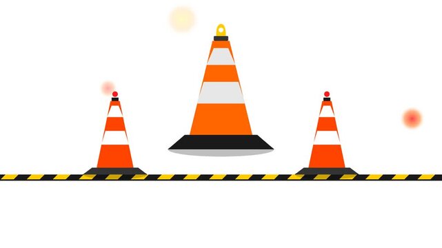 3D Traffic Cone Parallax Slide Animation Abstract Motion Graphic 4K