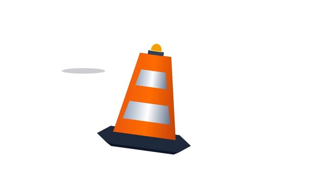 Animasi Traffic Cone Slide Bounce Flash 4K Motion Graphic Animation | Seamless Loop