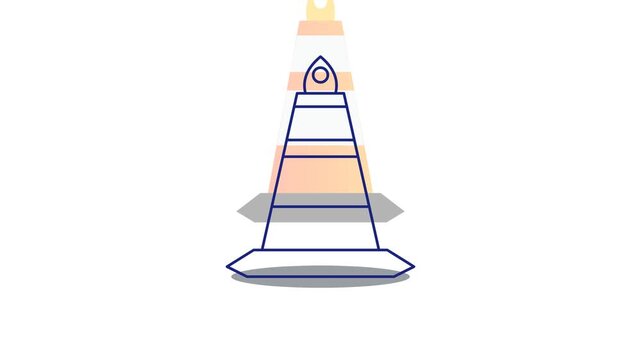 Animasi Traffic Cone Stroke Reveal Bounce 4K Motion Graphic Animation | Seamless Loop