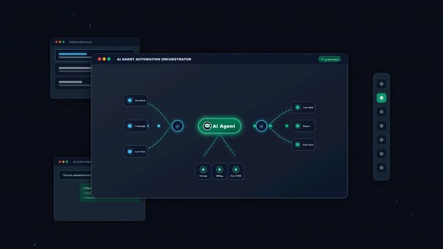 ai agent automation orchestrator dashboard interface illustrating digital workflow for business productivity