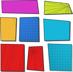 Set of colorful comic book style speech bubbles and boxes © Shahiba