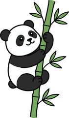 Giant panda gripping bamboo stalk in natural forest habitat with soft dappled sunlight © RabeyaBhuiyan