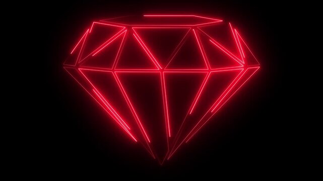 red Neon Diamond Icon Loop Animation.Motion graphics of concept