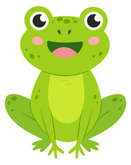 Fototapeta premium Happy frog character. Cute childish green mascot