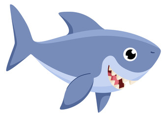 Fototapeta premium Funny shark. Cartoon ocean fauna. Smiling animal