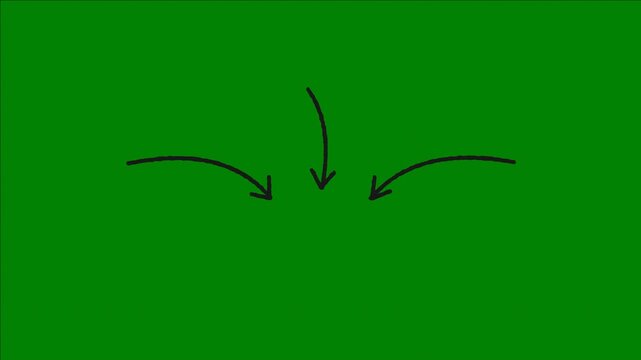 arrow pointing direction animation on green screen background featuring hand drawn black sketch lines