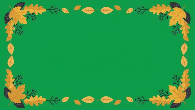Autumn foliage border frame, fall leaf animation background, seasonal graphic overlay template. educational video production, corporate presentation asset, social media content creator.