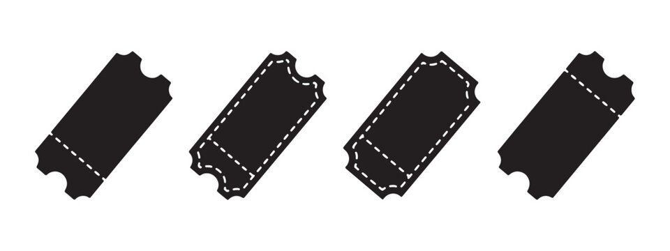 Four Black Ticket Stub Silhouette Icons