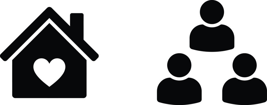 Home and family icon set minimalist design black silhouette