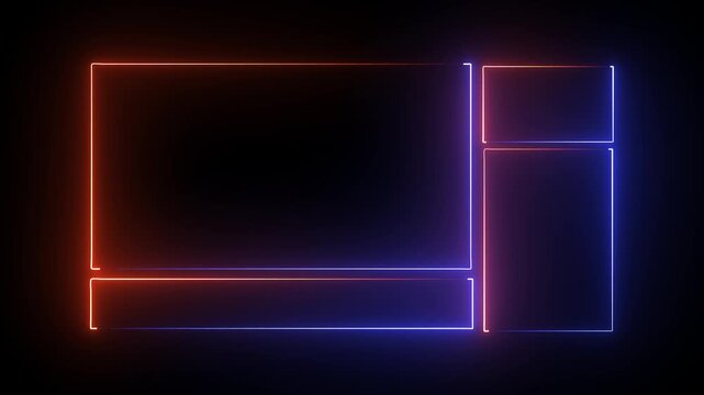 Set of user interface frames with thin blue lines moving along borders and empty inside. All movements are seamless looped