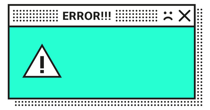 Vintage error window. Retro pc message template