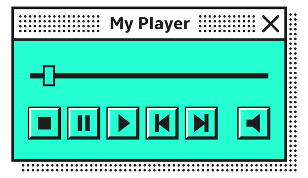 Old pc media player window in retro style