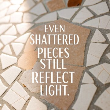 Shattered fragments continue to shine a detailed view of broken tiles showcasing light and emotion within a vibrant mosaic of colors and textures